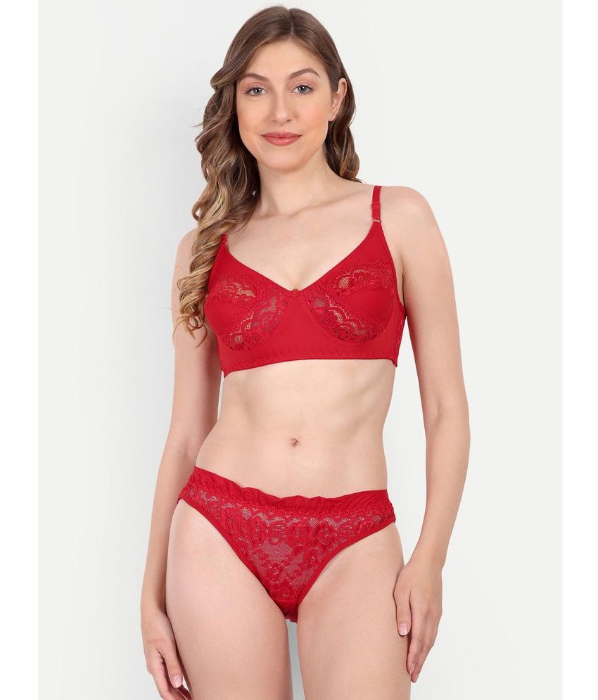     			Aprozone - Red Lingerie Set Lycra Women's Bra & Panty Set ( Pack of 1 )
