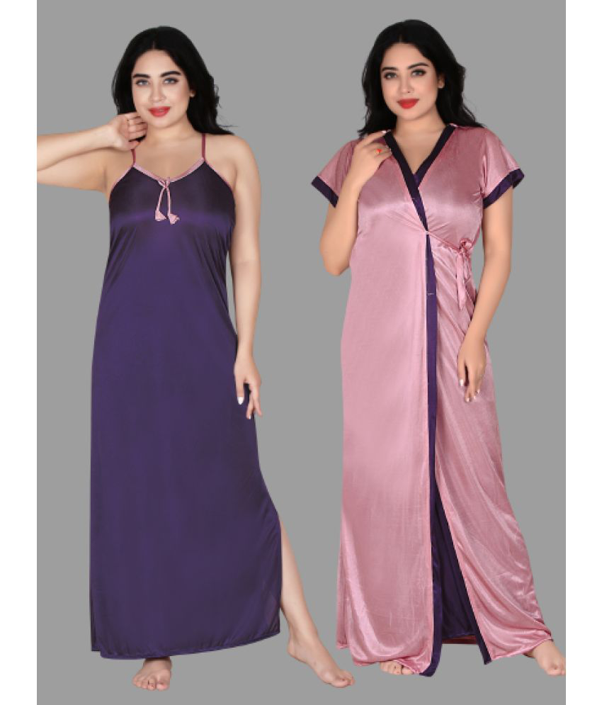    			BAILEY SELLS - Beige Satin Women's Nightwear Nighty & Night Gowns ( Pack of 2 )