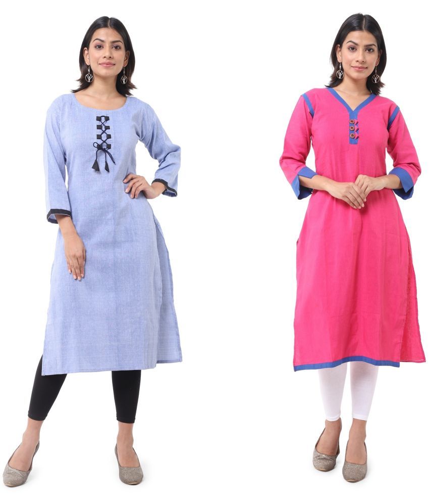     			DESHBANDHU DBK - Multicolor Cotton Women's Straight Kurti ( Pack of 2 )