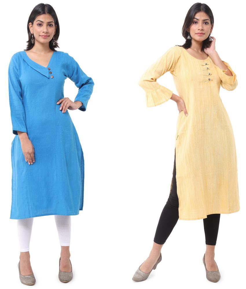     			DESHBANDHU DBK - Multicolor Cotton Women's Straight Kurti ( Pack of 2 )