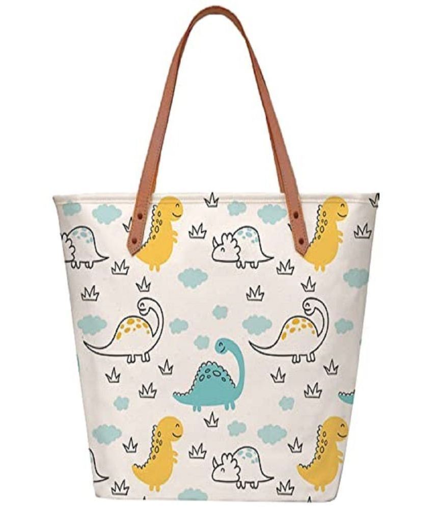     			Lychee Bags Tote Bag Canvas Set of 1 ( White )