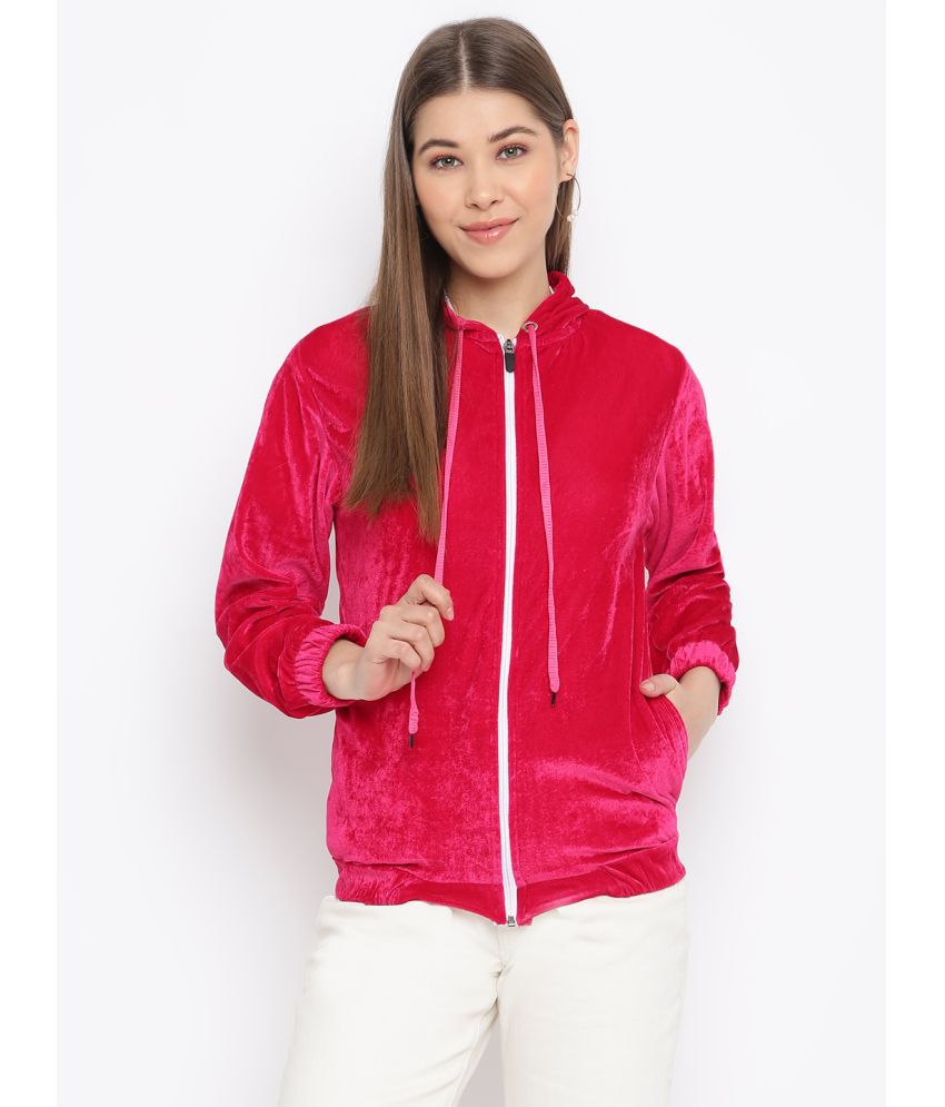 Mayra - Velvet Pink Hooded Jackets Pack of 1