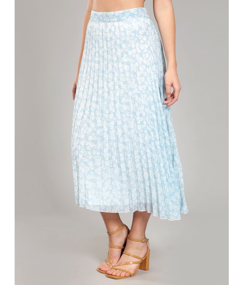     			NUEVOSDAMAS - Light Blue Georgette Women's Flared Skirt ( Pack of 1 )