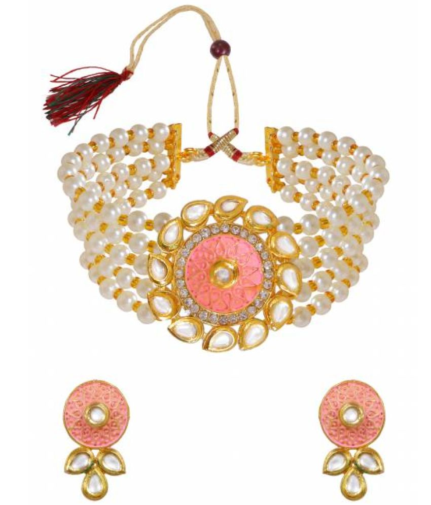     			PUJVI - Pink Alloy Necklace Set ( Pack of 1 )