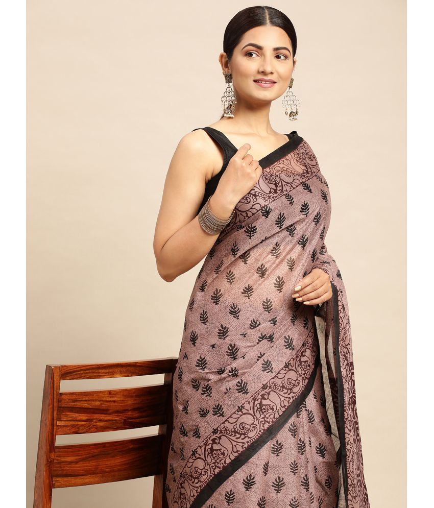     			SHANVIKA - Brown Cotton Saree Without Blouse Piece ( Pack of 1 )