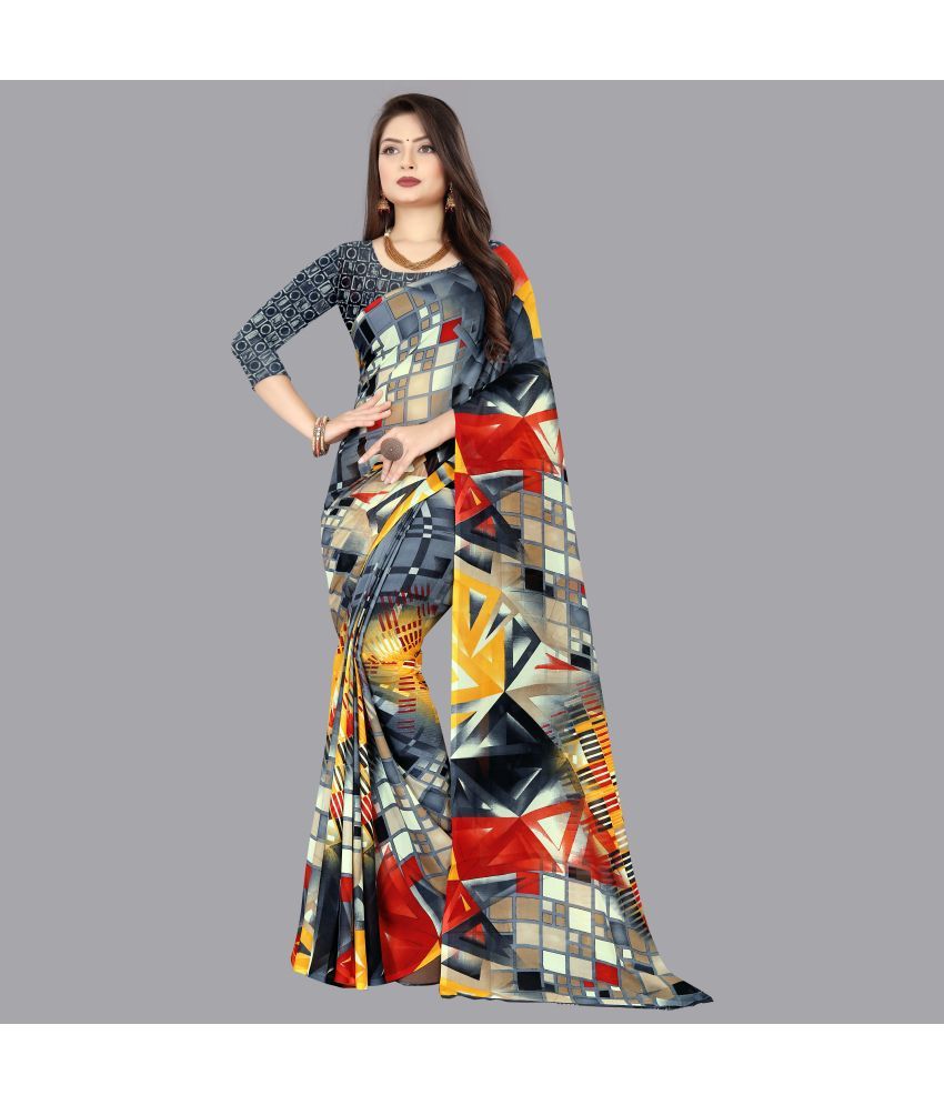     			ANAND SAREES - Grey Georgette Saree With Blouse Piece ( Pack of 1 )