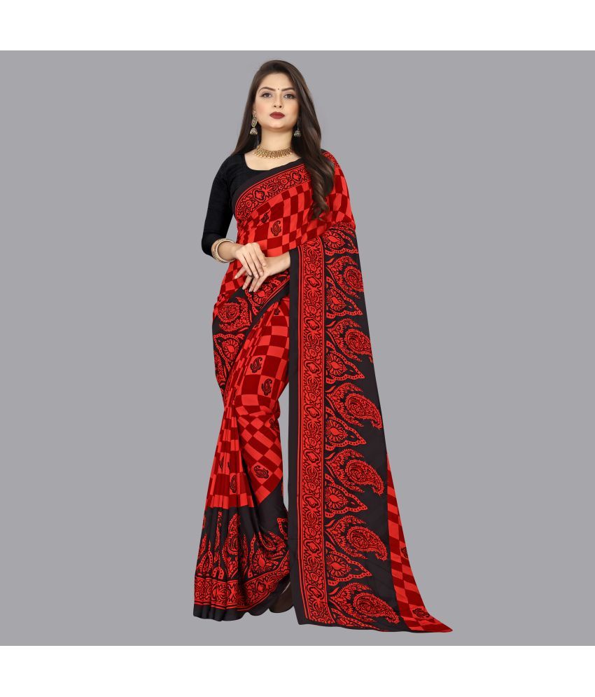     			ANAND SAREES - Red Georgette Saree With Blouse Piece ( Pack of 1 )