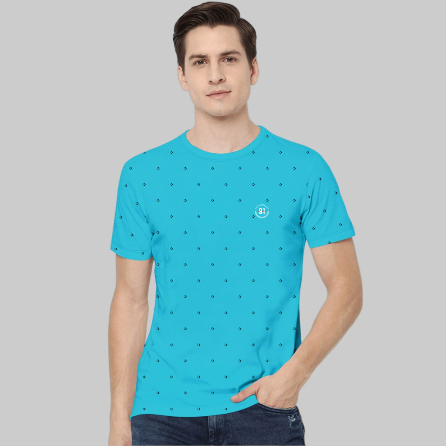    			TAB91 - Turquoise Cotton Blend Slim Fit Men's T-Shirt ( Pack of 1 )