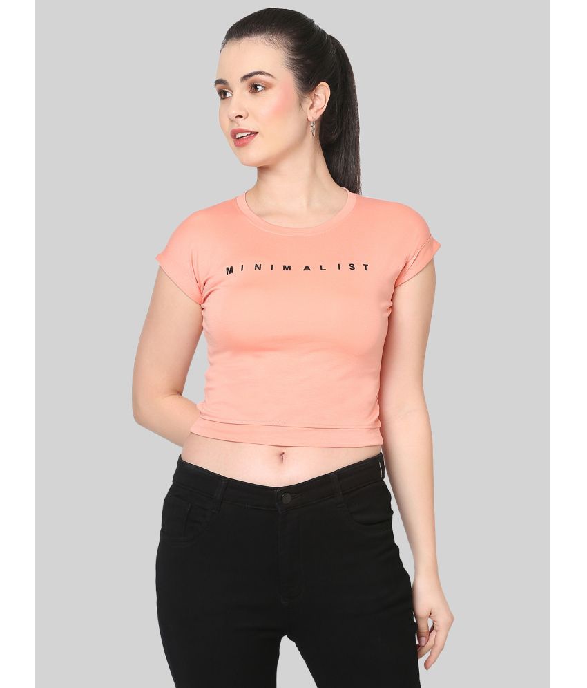     			naqsum - Peach Cotton Blend Slim Fit Women's T-Shirt ( Pack of 1 )