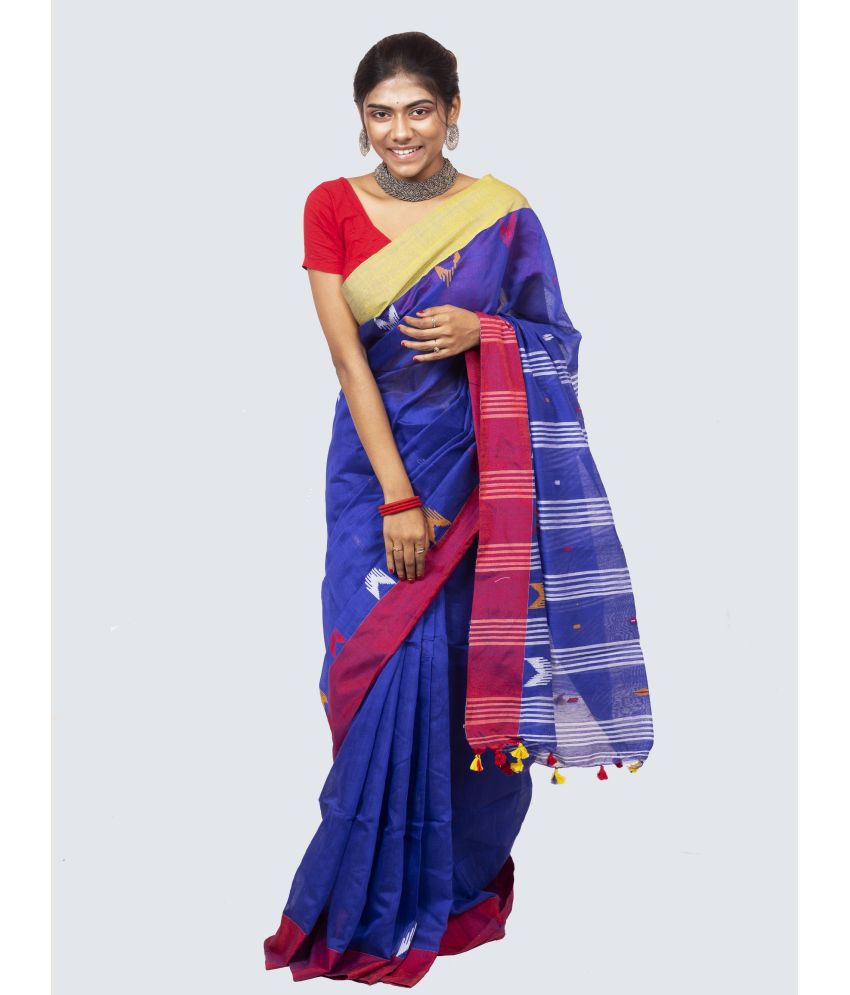    			AngaShobha - Blue Cotton Blend Saree With Blouse Piece ( Pack of 1 )
