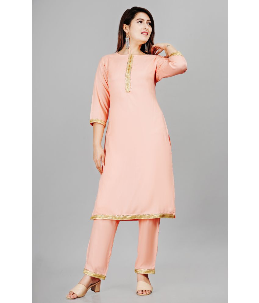     			Aurelisa - Pink Straight Rayon Women's Stitched Salwar Suit ( Pack of 1 )