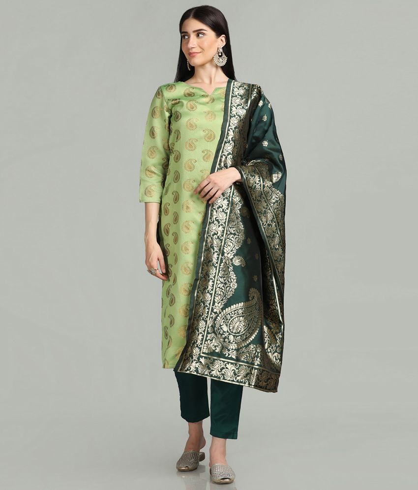     			Hritika - Green Straight Brocade Women's Stitched Salwar Suit ( Pack of 1 )