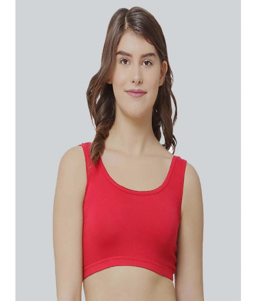 MRB - Red Cotton Blend Non Padded Women's Sports Bra ( Pack of 1 )