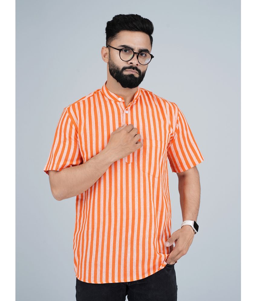     			SNIGGLE - Orange Cotton Men's Shirt Style Kurta ( Pack of 1 )