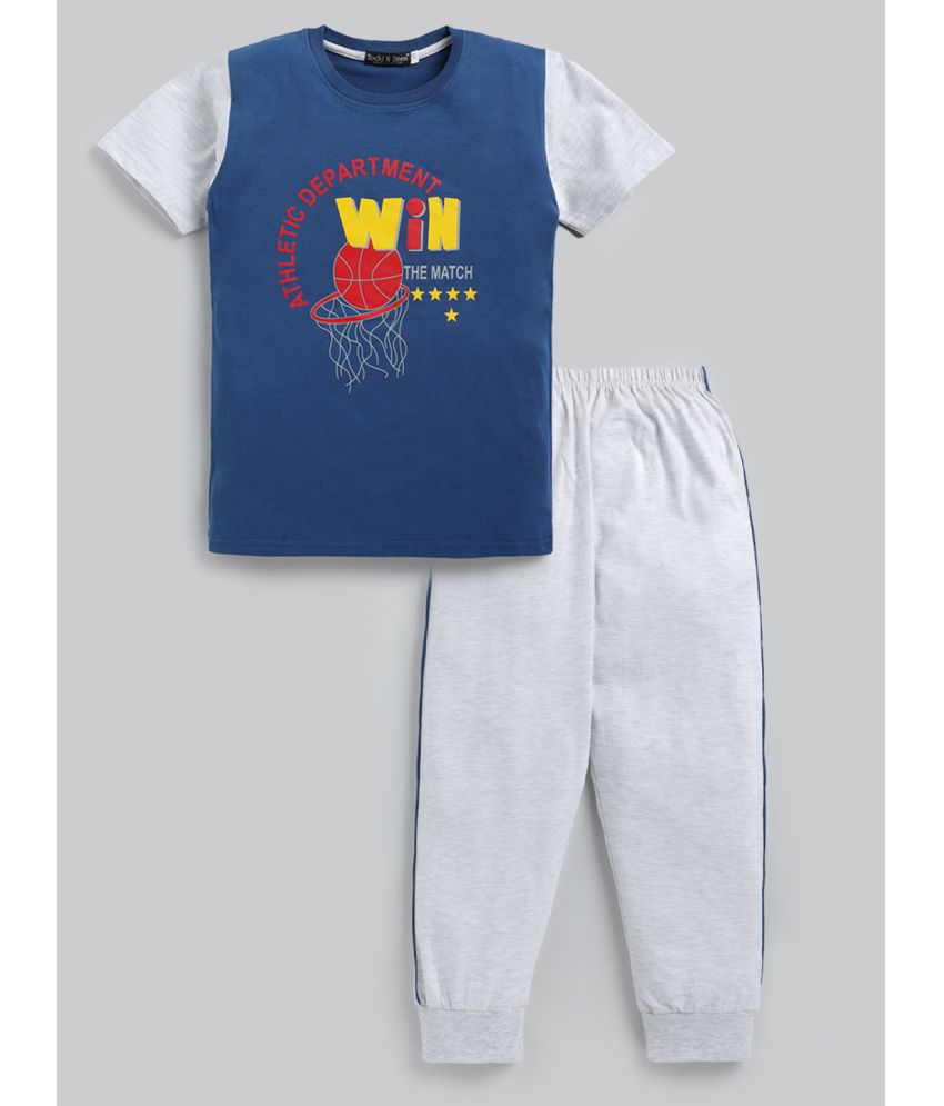     			Todd N Teen - Blue Cotton Boys T-Shirt & Trackpants ( Pack of 1 )