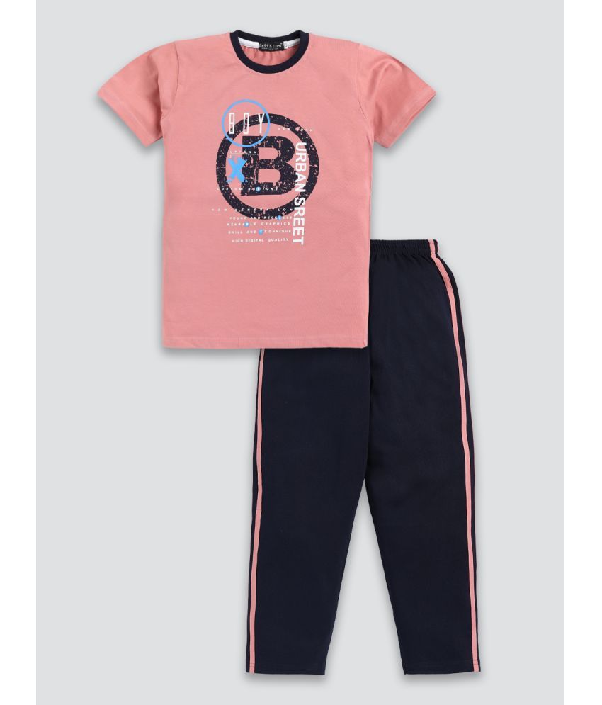     			Todd N Teen Pack of 1 Boys Cotton T-Shirt & Trackpants ( Pink )