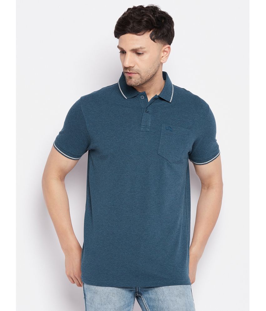     			98 Degree North - Teal Blue Cotton Blend Regular Fit Men's Polo T Shirt ( Pack of 1 )
