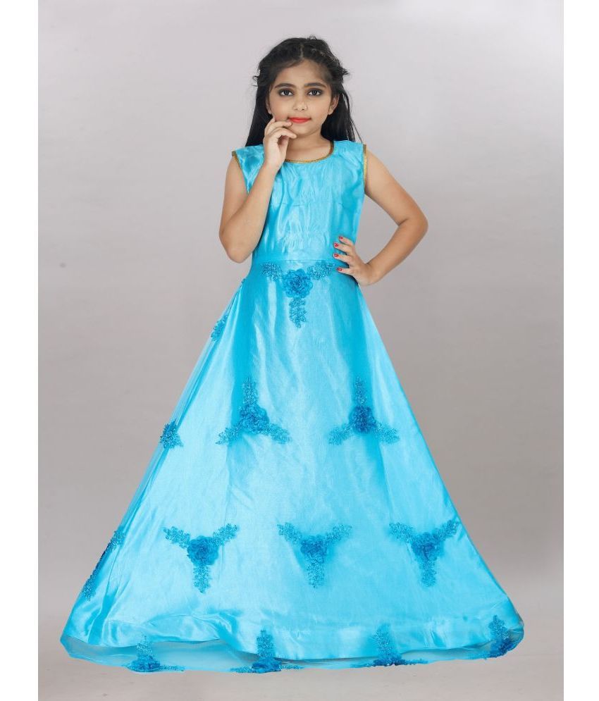     			Aika - Sky Blue Net Girls Gown ( Pack of 1 )