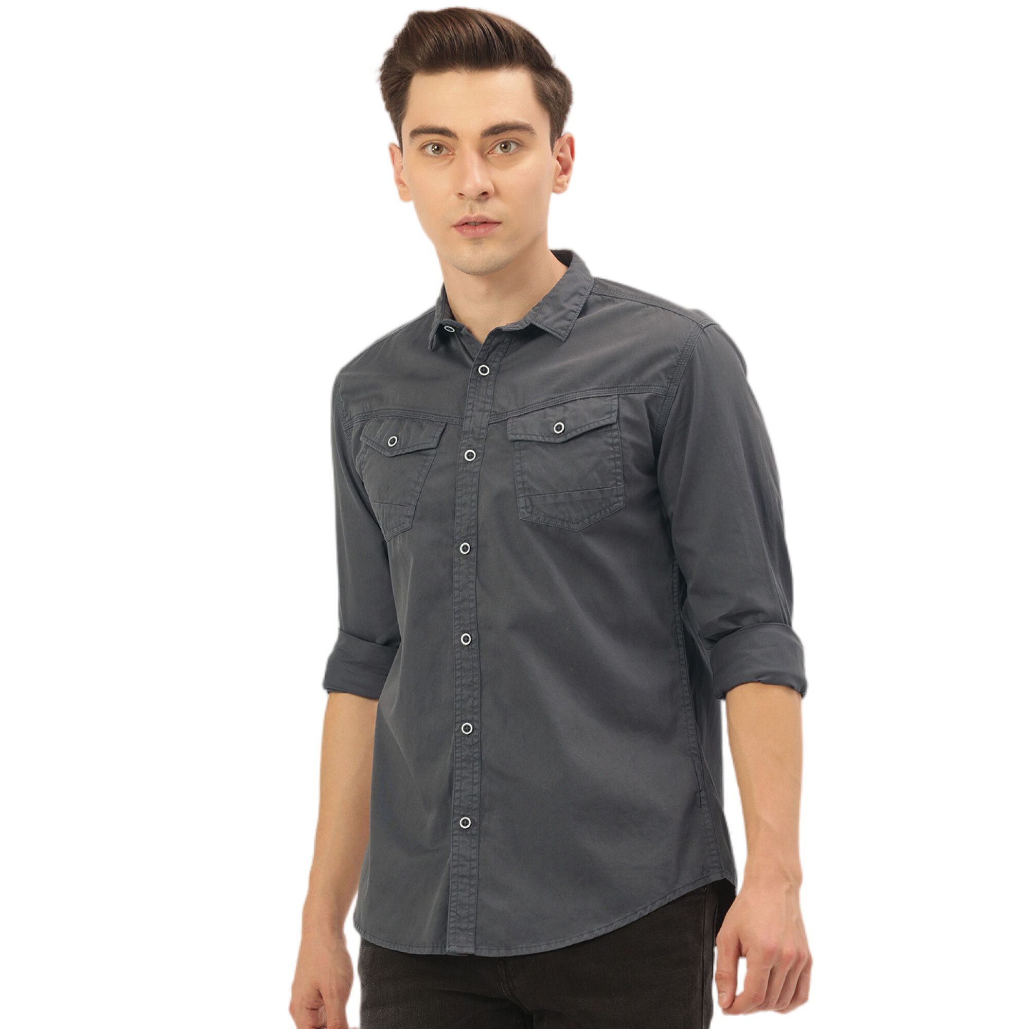     			IVOC - Grey 100% Cotton Regular Fit Men's Casual Shirt ( Pack of 1 )