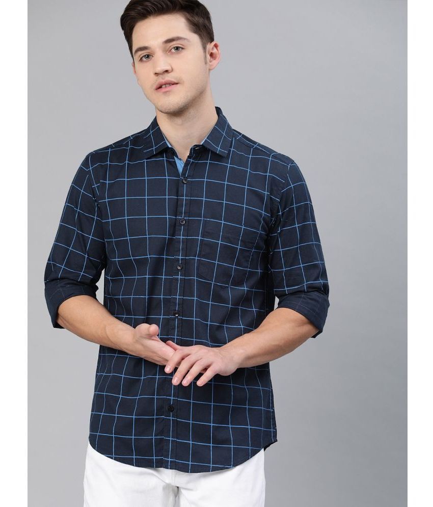     			IVOC - Navy Blue 100% Cotton Slim Fit Men's Casual Shirt ( Pack of 1 )