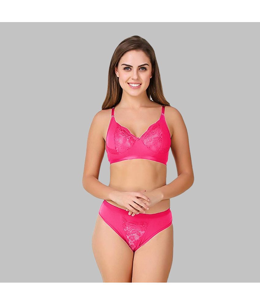     			TCG - Fluorescent Pink WL106 Cotton Lycra Women's Bra & Panty Set ( Pack of 1 )