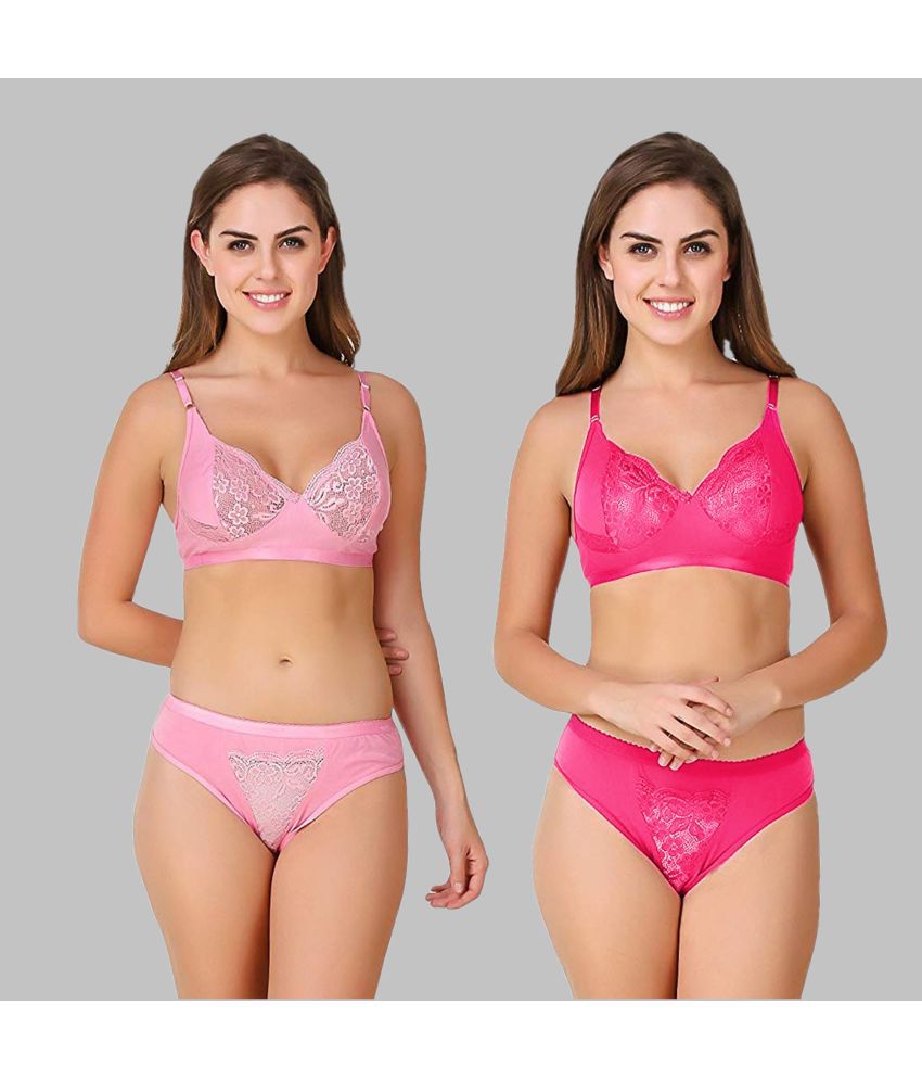     			TCG - Pink WL106 Cotton Lycra Women's Bra & Panty Set ( Pack of 2 )