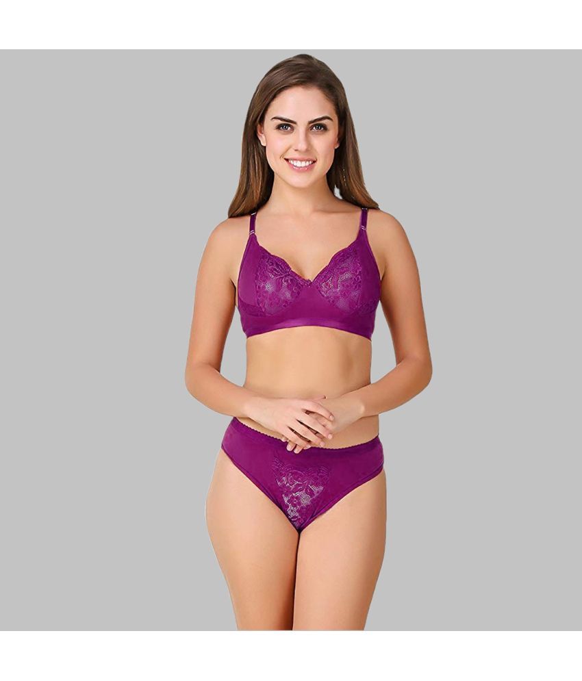     			TCG - Purple WL106 Cotton Lycra Women's Bra & Panty Set ( Pack of 1 )