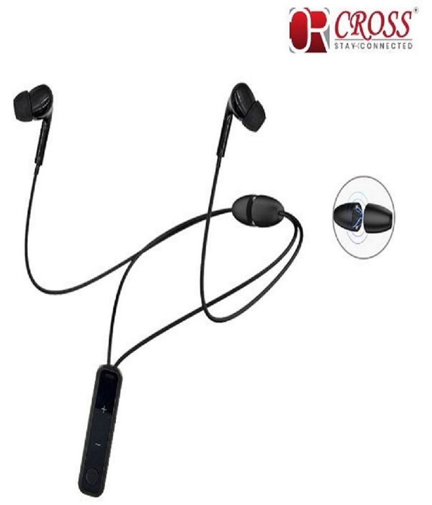 Cross CR BT 104 In Ear Bluetooth Neckband 20 Hours Playback IPX5(Splash & Sweat Proof) Active Noise cancellation -Bluetooth Black