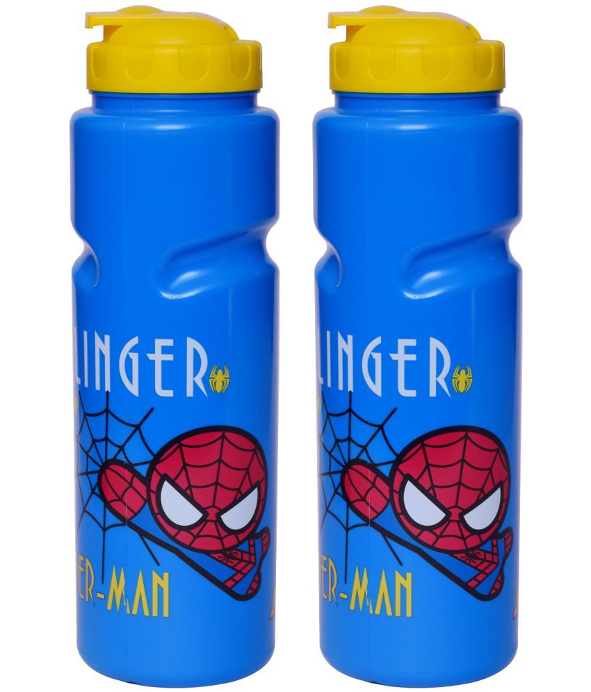     			Gluman Disney Spiderman Cartoon Character Printed Plastic Spout Water Bottle for Boys I Leak Proof, 100% Food Grade| BPA Free | Recyclable/Reusable | Spout Lid 700ml (Pack of 2)