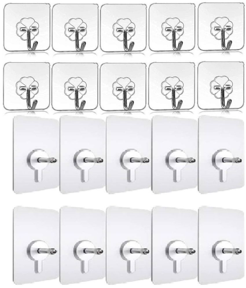     			Sansuka Wall Hooks Adhesive No Drilling Waterproof for Home Kitchen Bathroom (Pack of 20)