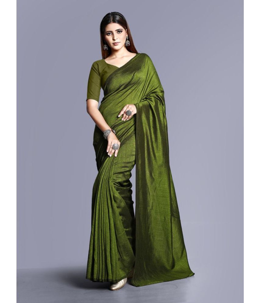     			Sitanjali Lifestyle - Green Georgette Saree With Blouse Piece ( Pack of 1 )