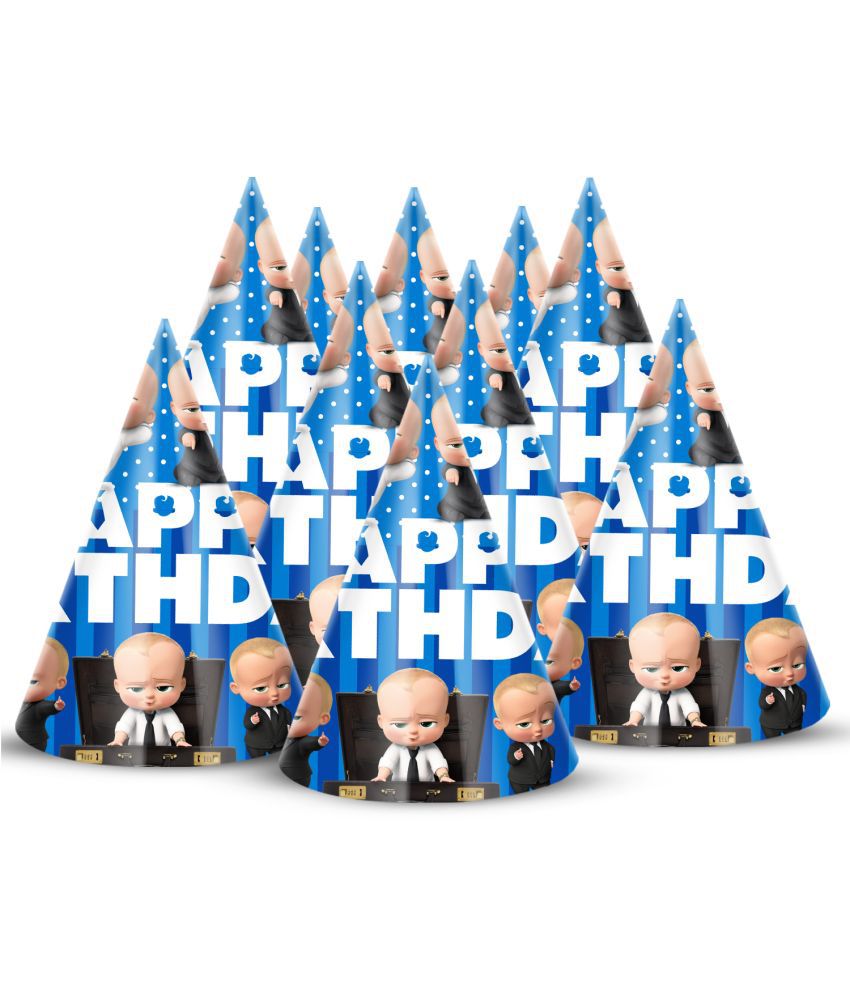     			Zyozi Boss Baby Theme Birthday Party Hats, Happy Birthday Cone Party Hats for Kids Birthday Party - Boss Baby theme Birthday Party Supplies and Decorations (Pack of 10)