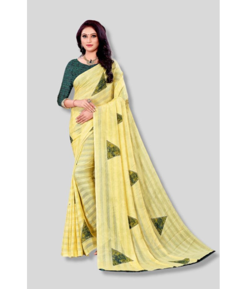     			sanwariya - Yellow Georgette Saree With Blouse Piece ( Pack of 1 )
