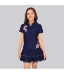 Cutecumber Denim Shift Dress For Girls ( Pack of 1 , Navy )