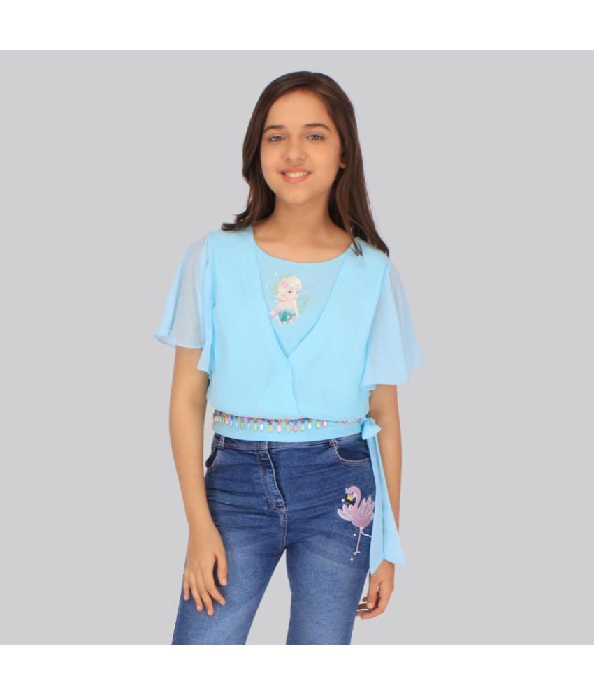     			Cutecumber - Blue Georgette Girls Top ( Pack of 1 )