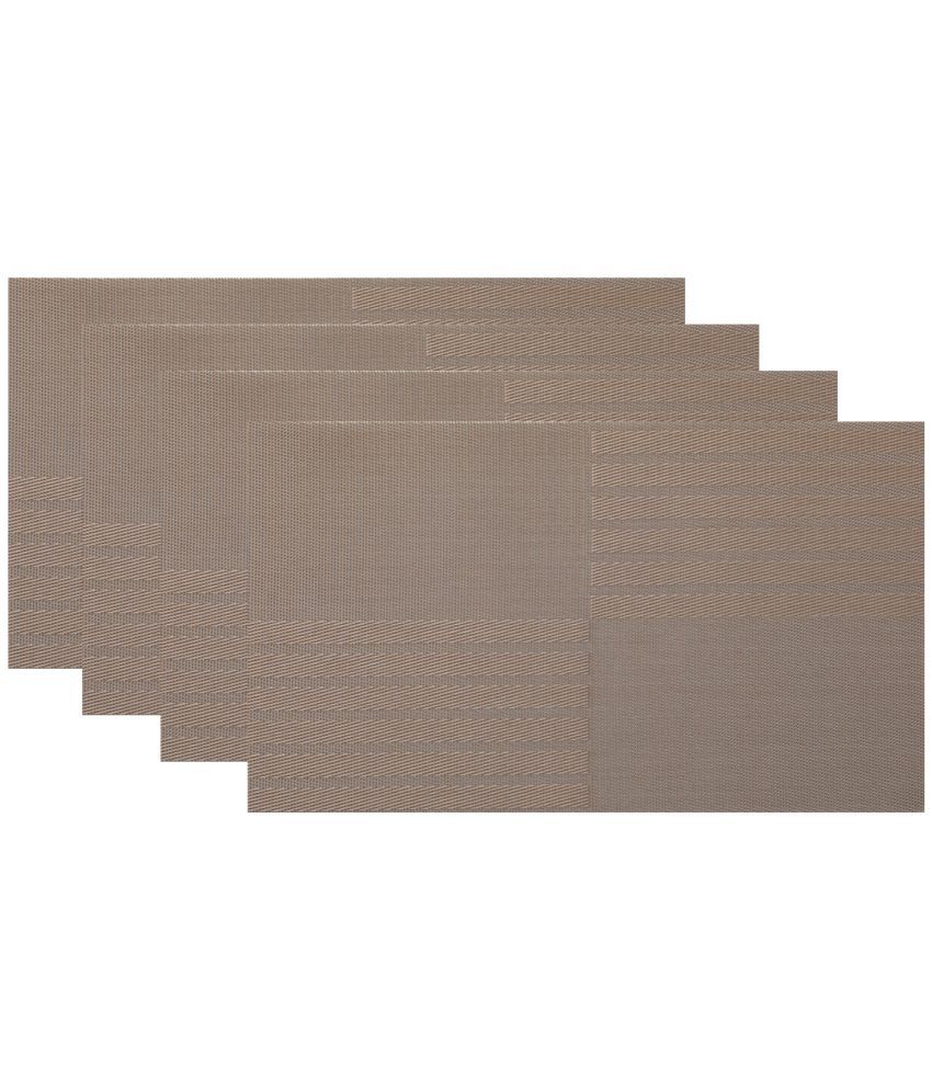     			HOKIPO - Brown Stripes PVC 4 Seater Table Mats ( Pack of 4 )