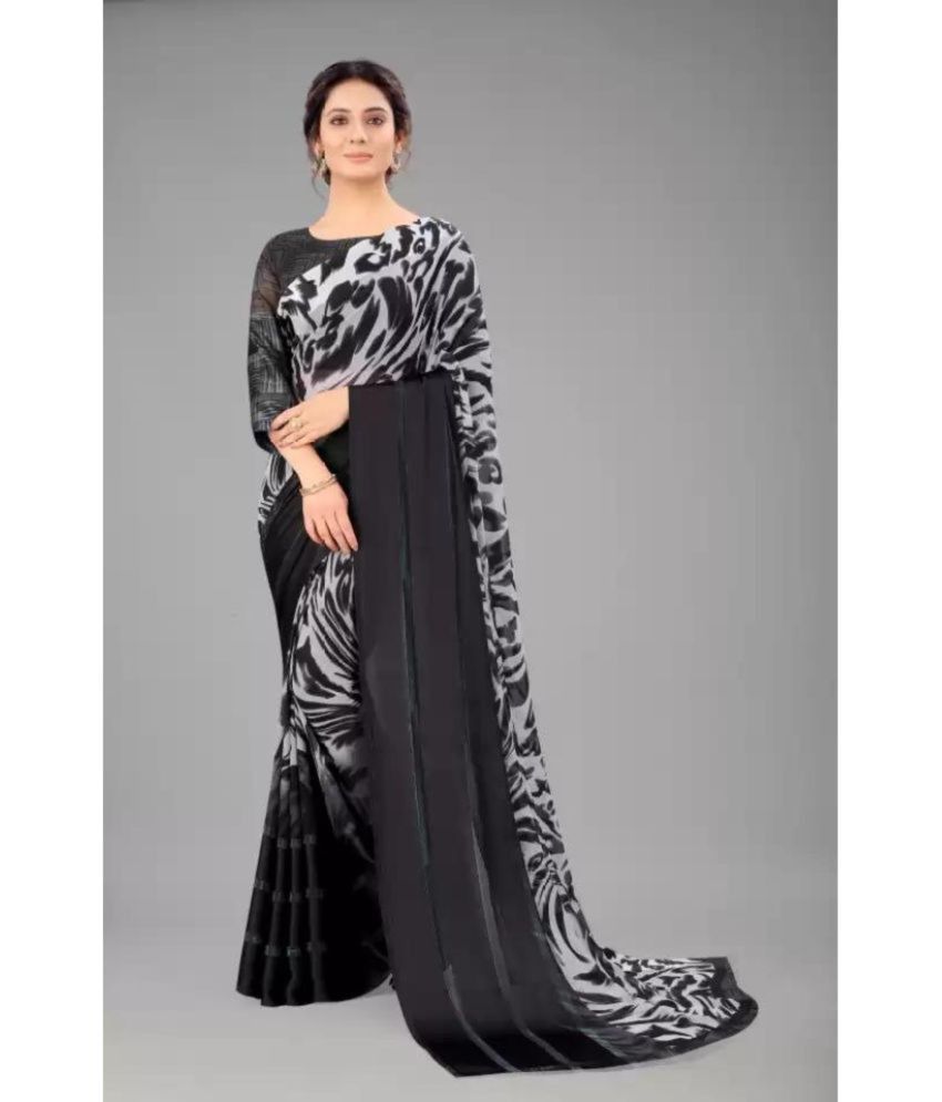     			Sitanjali Lifestyle - Grey Georgette Saree With Blouse Piece ( Pack of 1 )