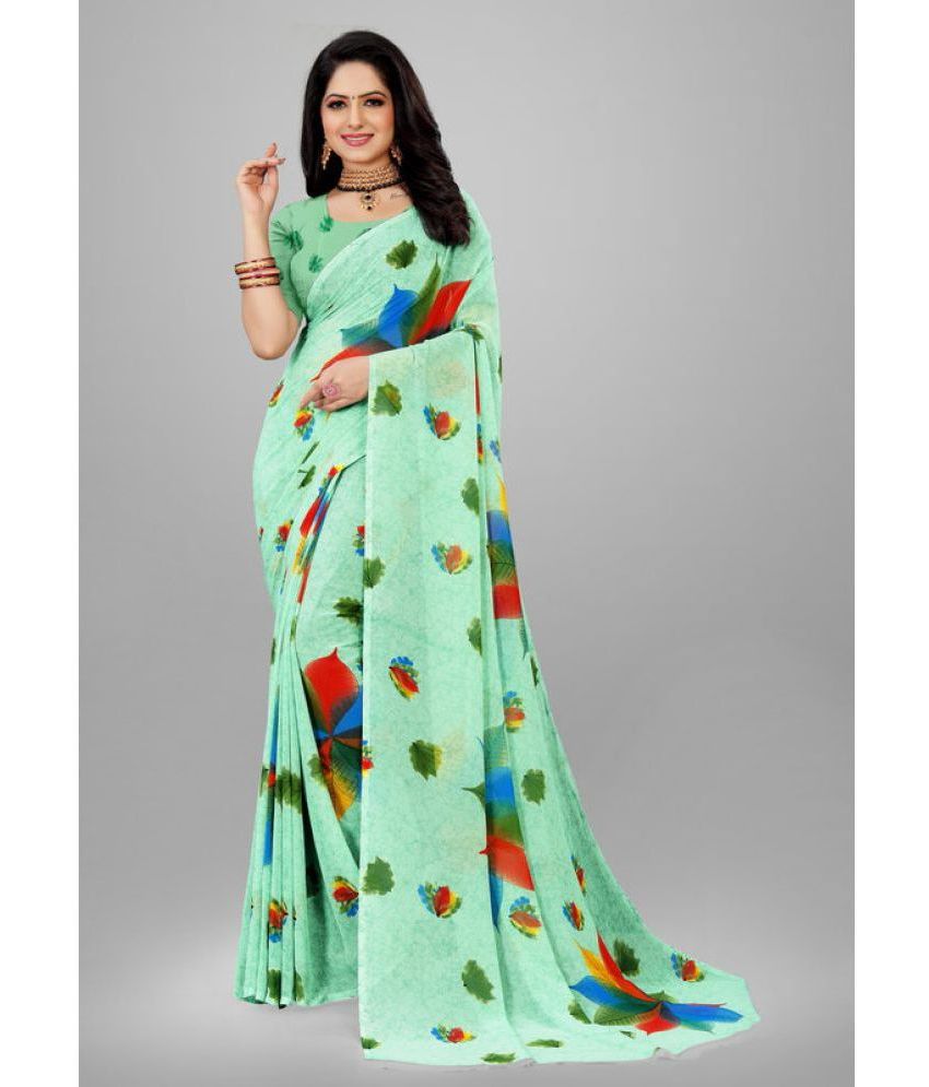     			Sitnjali Lifestyle - Multicolour Georgette Saree With Blouse Piece ( Pack of 1 )