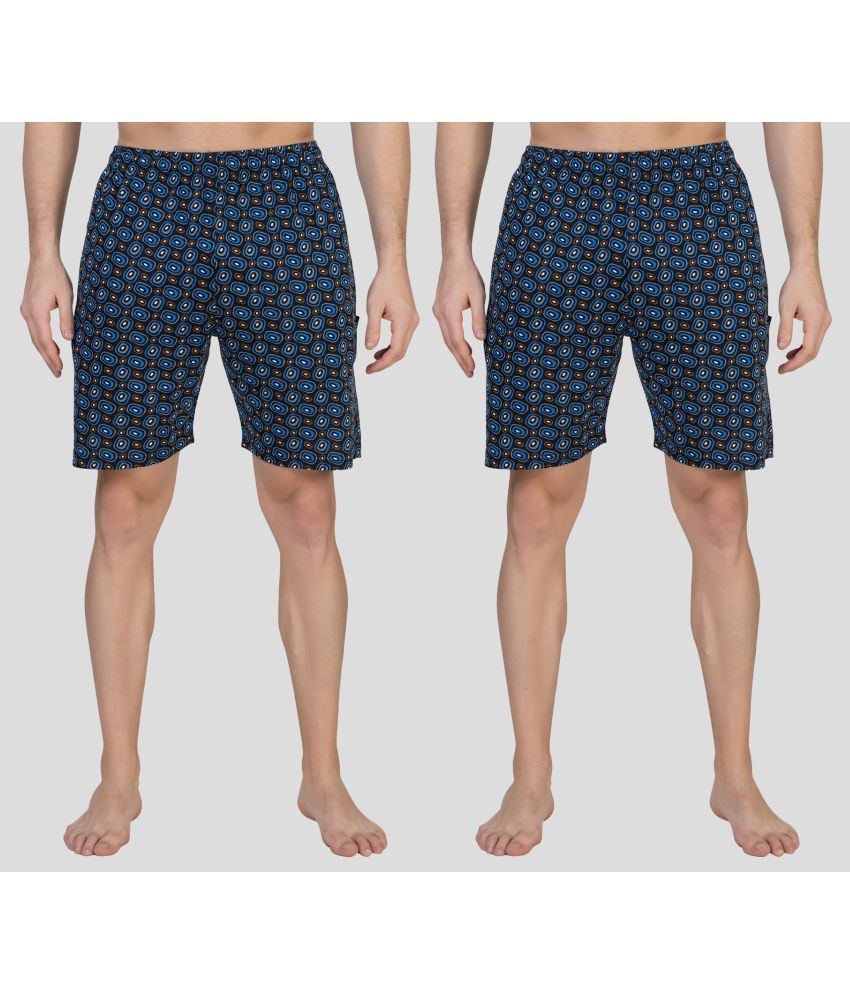     			Zeffit - Blue Cotton Men's Shorts ( Pack of 2 )