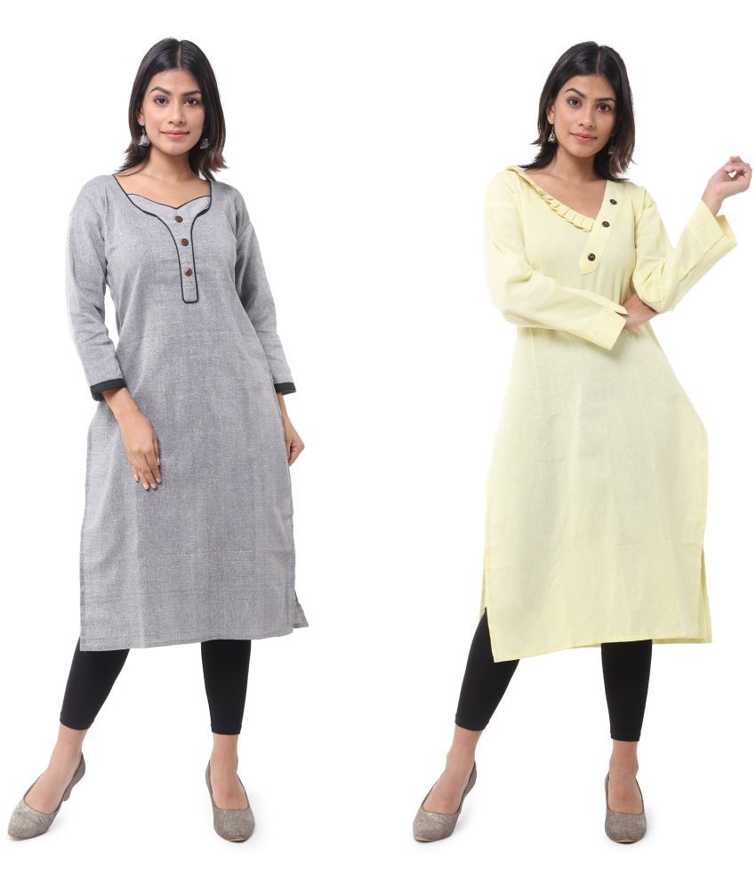     			DESHBANDHU DBK - Multicolor Cotton Women's Straight Kurti ( Pack of 2 )