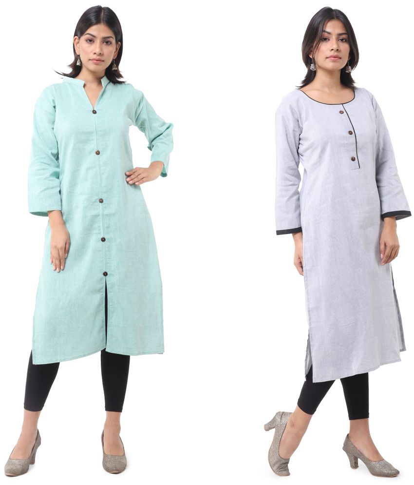     			DESHBANDHU DBK - Multicolor Cotton Women's Straight Kurti ( Pack of 2 )