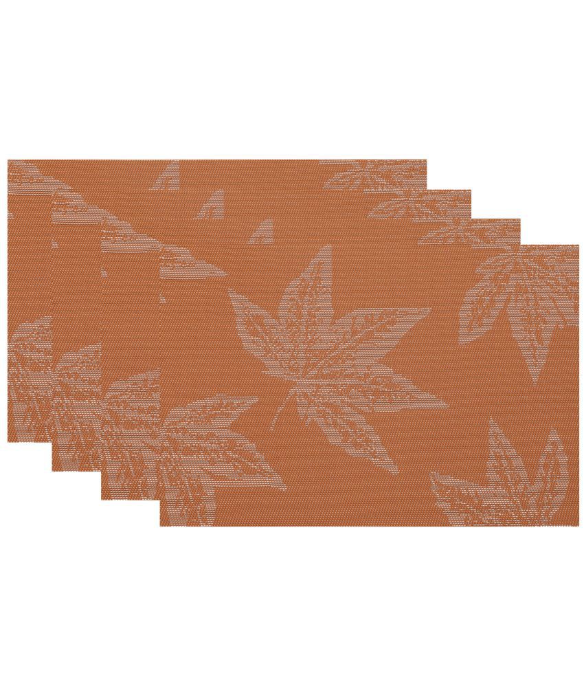     			HOKIPO PVC Floral Rectangle Table Mats 45 cm 30 cm Pack of 4 - Orange