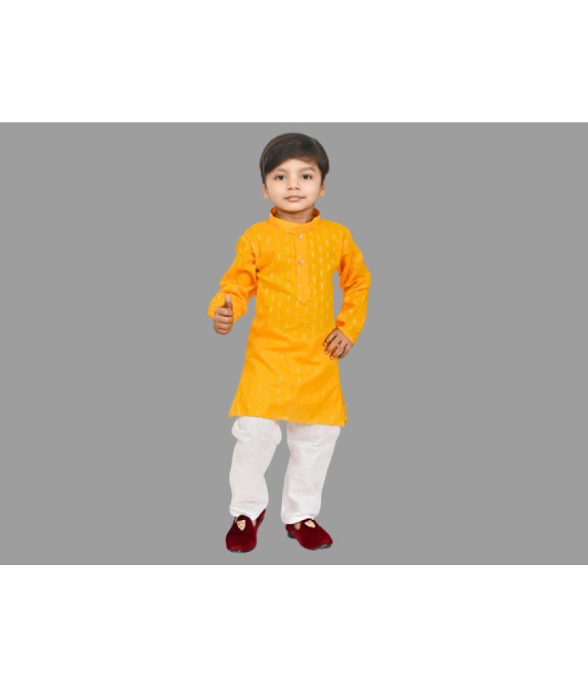     			JCT DRESSES - Bright Yellow Cotton Boys Kurta Sets ( Pack of 1 )