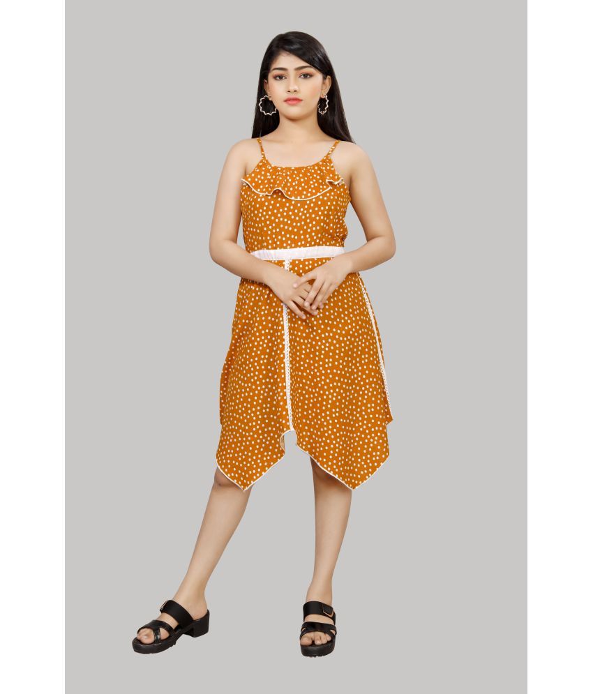     			R K Maniyar - Orange Rayon Girls Asymmetric Dress ( Pack of 1 )