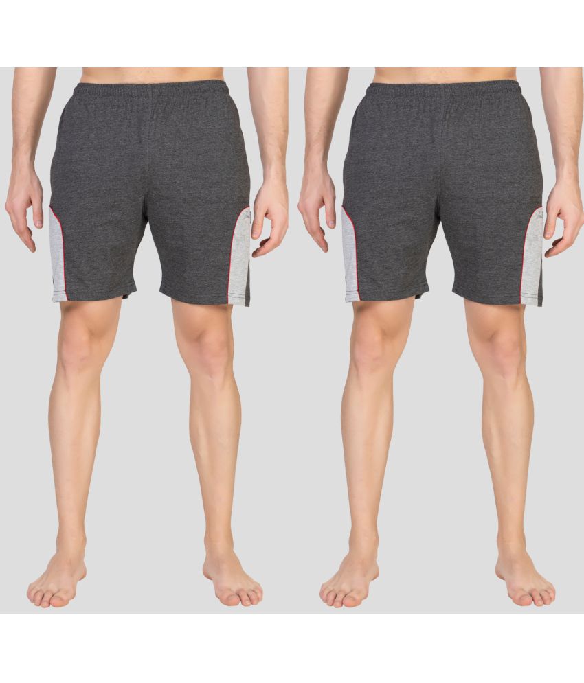     			Zeffit - Charcoal Cotton Blend Men's Shorts ( Pack of 2 )