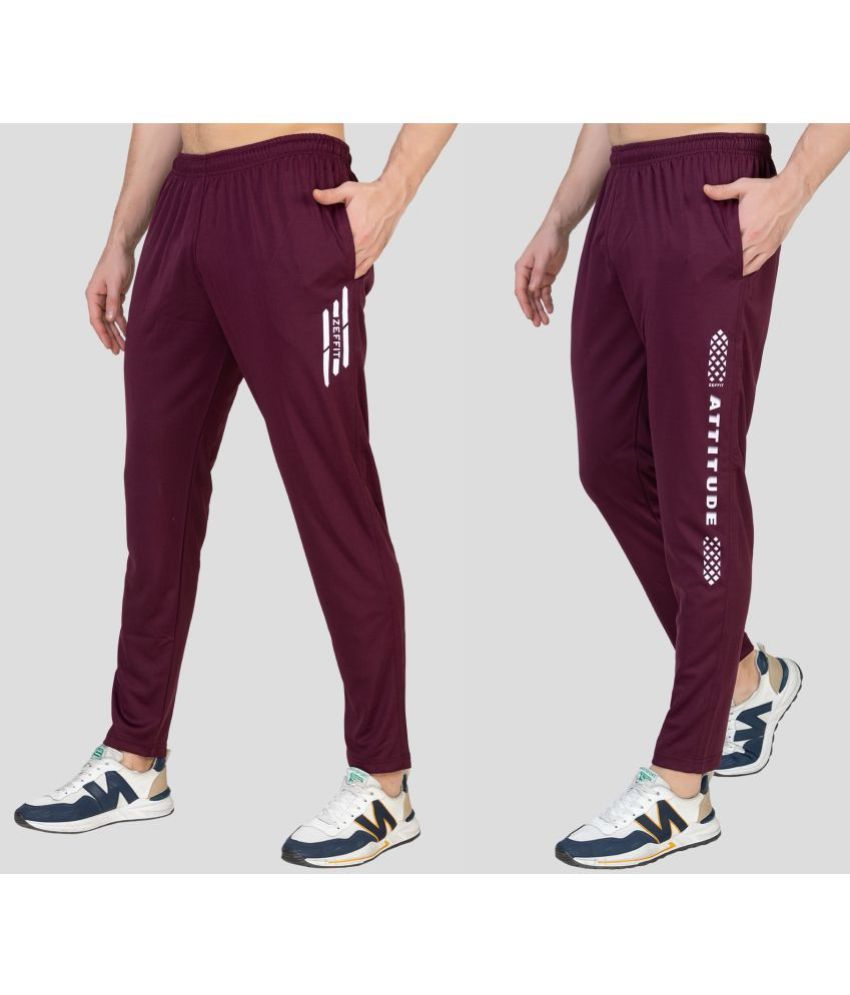     			Zeffit - Maroon Lycra Men's Trackpants ( Pack of 2 )