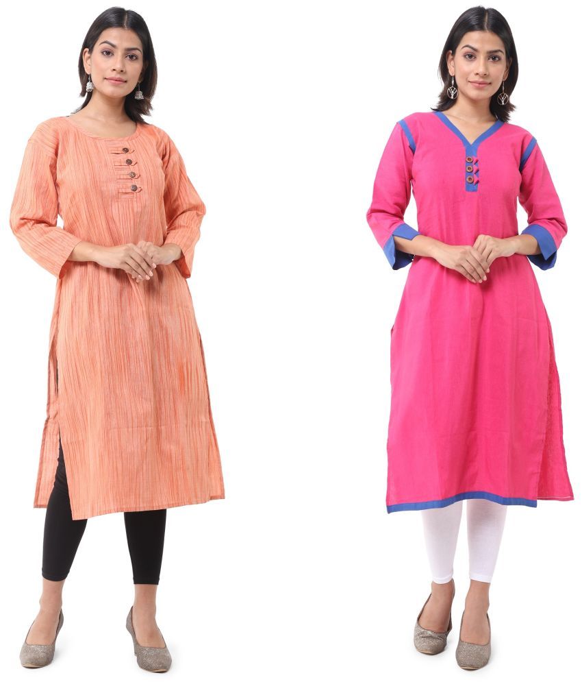     			DESHBANDHU DBK - Multicolor Cotton Women's Straight Kurti ( Pack of 2 )