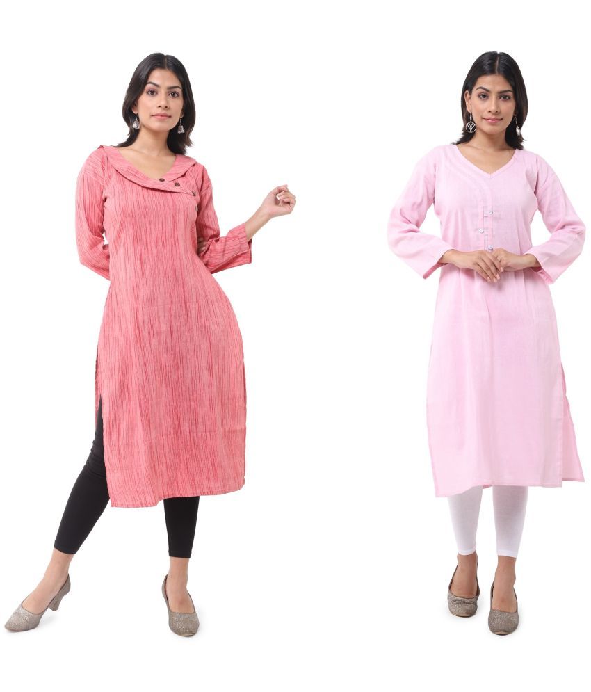     			DESHBANDHU DBK - Multicolor Cotton Women's Straight Kurti ( Pack of 2 )