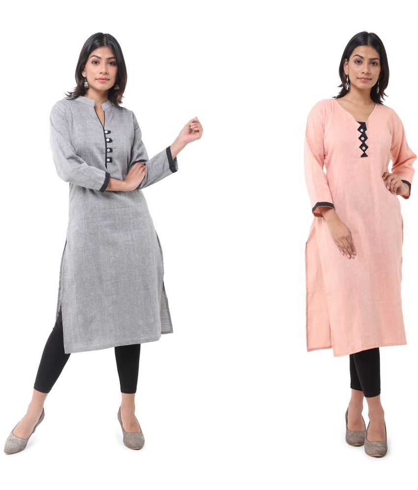     			DESHBANDHU DBK - Multicolor Cotton Women's Straight Kurti ( Pack of 2 )