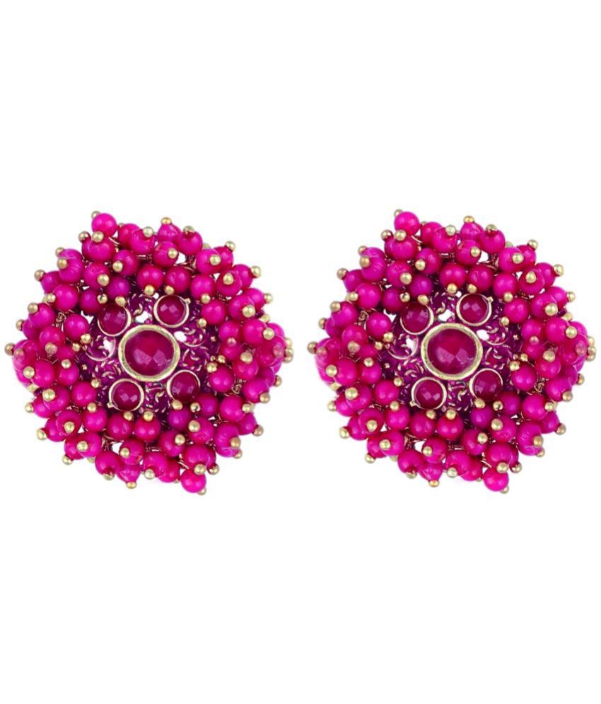     			FASHION FRILL - Pink Stud Earrings ( Pack of 1 )